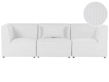 Modular 3 Seater Sofa Off White Corduroy Sectional Two Piece Sofa Modern Jumbo Cord Minimalistic Style Beliani