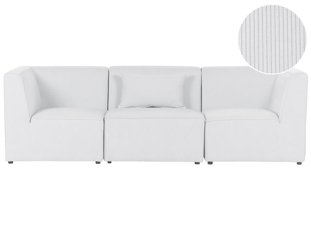 Modular 3 Seater Sofa Off White Corduroy Sectional Two Piece Sofa Modern Jumbo Cord Minimalistic Style Beliani