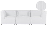 Modular 3 Seater Sofa Off White Corduroy Sectional Two Piece Sofa Modern Jumbo Cord Minimalistic Style Beliani