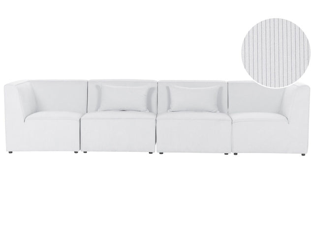 Modular 4 Seater Sofa Off White Corduroy Sectional 4 Pieces Sofa Modern Jumbo Cord Minimalistic Style Beliani