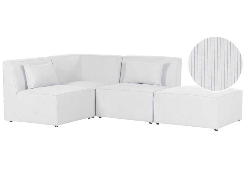 Modular Right Corner Sofa Off White Corduroy with Ottoman 3 Seater Sectional Sofa Modern Design Beliani