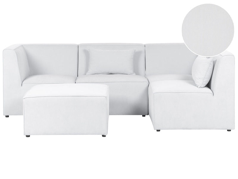 Modular Left Corner 4 Seater Sofa Off White Corduroy with Ottoman 4 Seater Sectional Sofa Modern Design Beliani