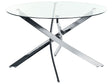 Dining Table Silver Tempered Glass Top Round  ⌀120 cm  4 Person Capacity Modern Design Beliani