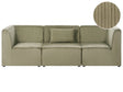 Modular 3 Seater Sofa Green Corduroy Sectional Two Piece Sofa Modern Jumbo Cord Minimalistic Style Beliani