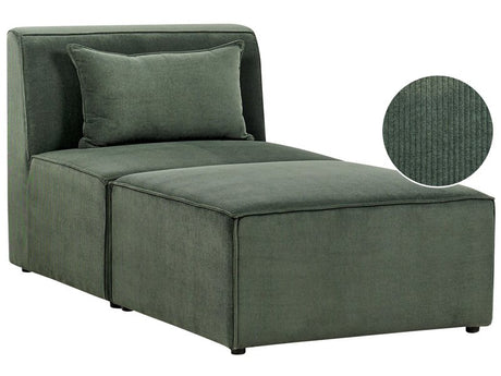 Chaise Lounge Dark Green Corduroy Jumbo Cord Upholstered Two Piece Modern Design Beliani