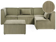 Modular Left Corner 4 Seater Sofa Green Corduroy with Ottoman 4 Seater Sectional Sofa Modern Design Beliani