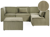 Modular Left Corner 4 Seater Sofa Green Corduroy with Ottoman 4 Seater Sectional Sofa Modern Design Beliani