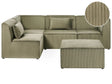 Modular Right Corner 4 Seater Sofa Green Corduroy with Ottoman 4 Seater Sectional Sofa Modern Design Beliani