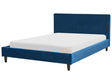 EU Double  Size Panel Bed 4ft6 Blue Velvet Slatted Frame Contemporary Beliani