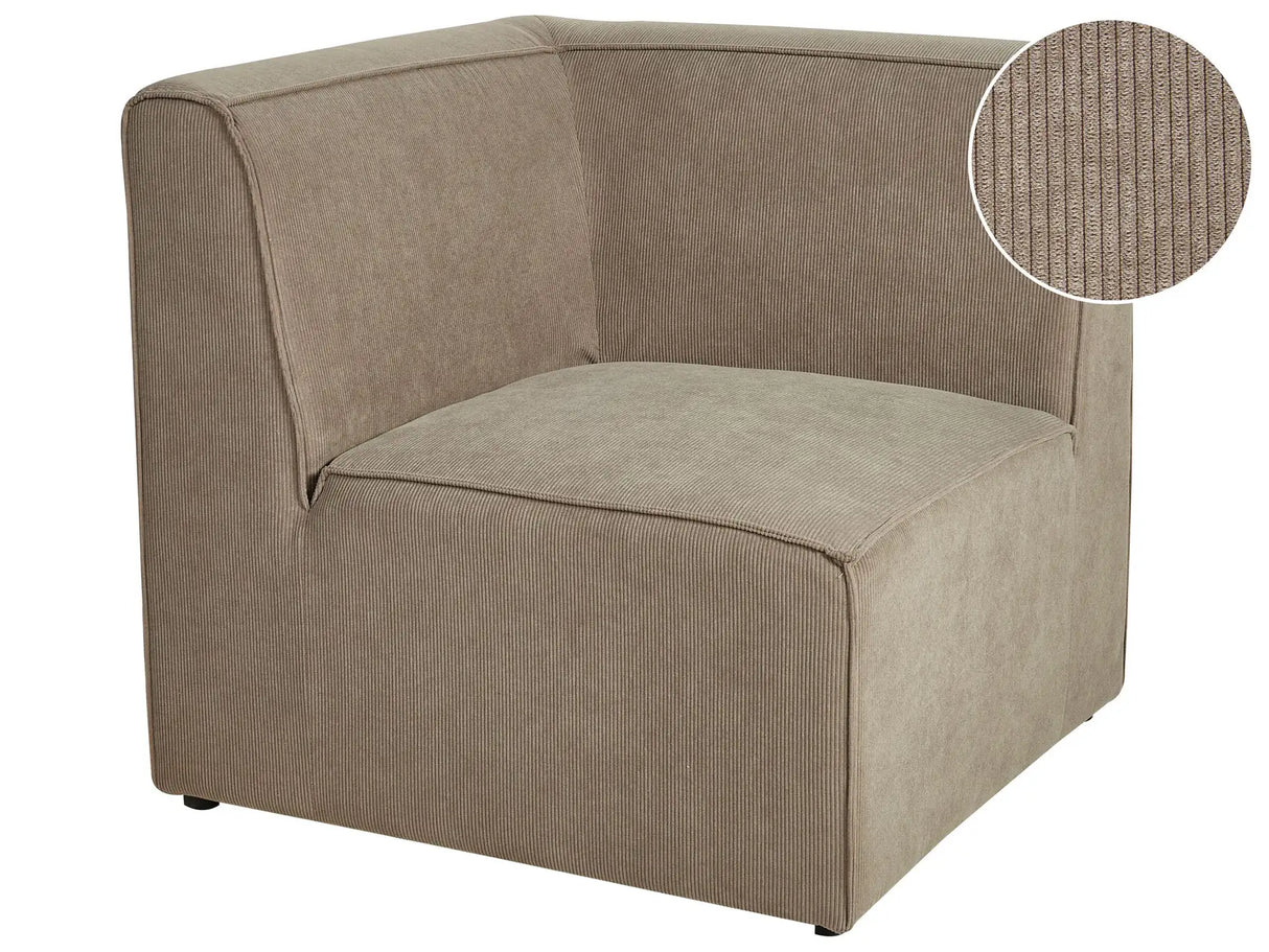 Corner Section Beige Taupe  Corduroy 1-Seat Jumbo Cord Sofa Module Modern Single-Seat Beliani