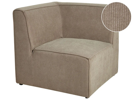 Corner Section Beige Taupe  Corduroy 1-Seat Jumbo Cord Sofa Module Modern Single-Seat Beliani