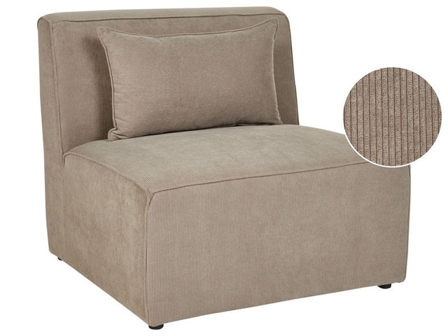 1-Seat Section Beige Taupe Corduroy Jumbo Cord Sofa Module Modern Single-Seat Beliani