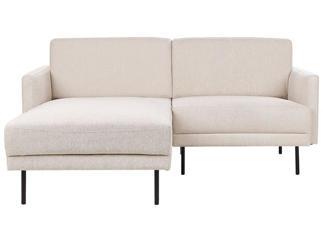 Right Hand Corner Sofa Polyester Light Beige 192 x 155 Couch 2-Seater Upholstered Metal Legs Woven Fabric Cushioned Back Minimalist Modern Beliani