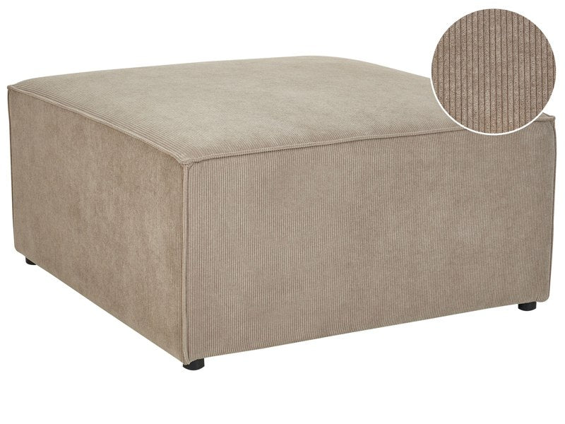 Ottoman Beige Taupe Corduroy Upholstered Square Footstool Modern Design Beliani