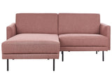 Right Hand Corner Sofa Polyester Pink Couch 2-Seater Upholstered Metal Legs Woven Fabric Cushioned Back Minimalist Modern Beliani
