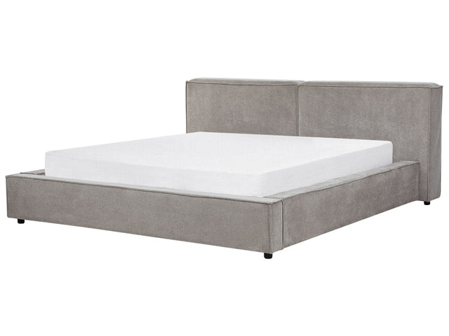 EU Super King Size Bed Grey Fabric Upholstery 6ft Slatted Base with Thick Padded Headboard Footboard Beliani