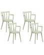 Set of 4 Dining Chairs Green Synthetic Padded Seat Faux Leather Open Back with Armrests Modern Minimalist Living Room Beliani