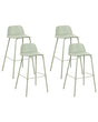 Set of 4 Bar Stools Light Green Plastic Seat Metal Legs 90 cm Pastel Pistachio Synthetic Counter Kitchen Chair Modern Beliani