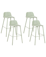 Set of 4 Bar Stools Light Green Plastic Seat Metal Legs 90 cm Pastel Pistachio Synthetic Counter Kitchen Chair Modern Beliani