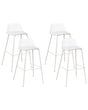 Set of 4 Bar Stools White Plastic Seat Metal Legs 90 cm Synthetic Counter Kitchen Chair Modern Beliani