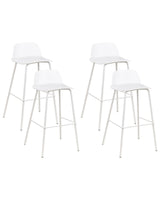 Set of 4 Bar Stools White Plastic Seat Metal Legs 90 cm Synthetic Counter Kitchen Chair Modern Beliani