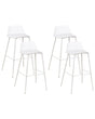 Set of 4 Bar Stools White Plastic Seat Metal Legs 90 cm Synthetic Counter Kitchen Chair Modern Beliani