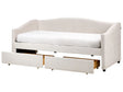 Daybed Light Beige EU Single Size Polyester Upholstery Slatted Frame Eucalyptus Wood Plywood Drawers Modern Bedroom Beliani