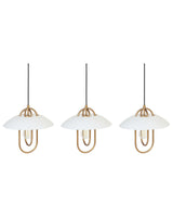 Pendant Lamp Gold and White Metal Handmade 3 Point Lighting Modern Decorative Lights Living Room Decor Beliani