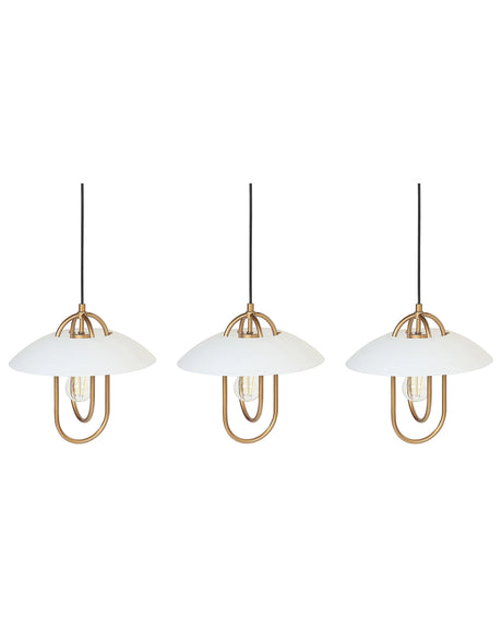 Pendant Lamp Gold and White Metal Handmade 3 Point Lighting Modern Decorative Lights Living Room Decor Beliani
