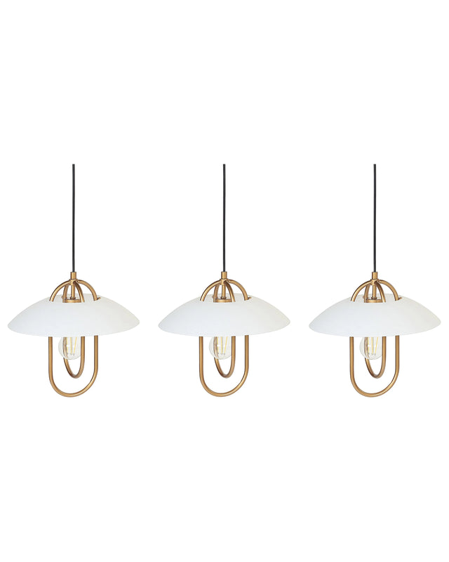 Pendant Lamp Gold and White Metal Handmade 3 Point Lighting Modern Decorative Lights Living Room Decor Beliani