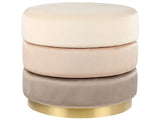 Footstool Ombre Beige Velvet 48 x 48 x 41 cm Round Dressing Pouffe Gold Base Glam Modern Stool Beliani