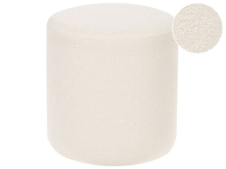 Pouffe White Boucle Round 39 x39 x 41 cm Footstool Accent Upholstery Modern Living Room Bedroom Furniture Beliani