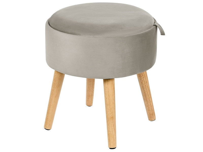 Stool Grey Velvet Upholstered Storage Tray Top Glamour Style Beliani