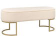Bench Light Beige Upholstered Fabric Metal Accent Gold Legs Bed Bench Stool Beliani