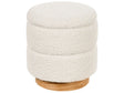 Pouffe White Teddy Boucle Upholstery Footstool Storage White Soft Touch Solid Colour Beliani