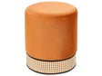 Pouffe Orange Upholstered Velvet Rattan Weave Accent Ring Glamour Stool  Beliani