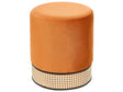 Pouffe Orange Upholstered Velvet Rattan Weave Accent Ring Glamour Stool  Beliani
