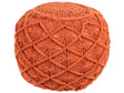 Knitted Pouffe Orange Cotton Chunky Crochet Round Braided Footstool Boho Design Living Room Decoration Seating Beliani