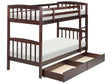 Bunk Bed with Drawers Dark Wood Pine EU Single Size 3ft 90 x 200 cm High Sleeper Children Kids Bedroom Ladder Slats Beliani