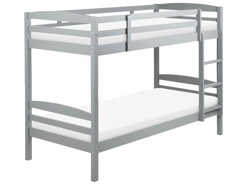 Bunk Bed Grey Pine EU Single Size 3ft 90 x 200 cm High Sleeper Children Kids Bedroom Ladder Slats Beliani