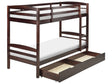 Bunk Bed with Drawers Dark Wood Pine EU Single Size 3ft 90 x 200 cm High Sleeper Children Kids Bedroom Ladder Slats Beliani