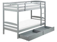 Bunk Bed with Drawers Grey Pine EU Single Size 3ft 90 x 200 cm High Sleeper Children Kids Bedroom Ladder Slats Beliani