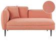 Chaise Lounge Peach Pink Boucle Fabric Metal Legs Left Hand with Cushion Modern Design Beliani