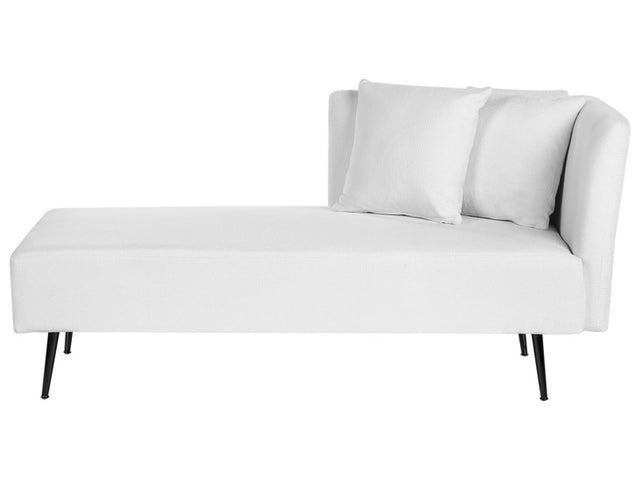 Chaise Lounge White Right Hand Polyester Fabric Upholstery with Decorative Cushions Metal Legs Modern Design Living Room Beliani