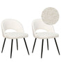 Set of 2 Dining Chairs White Boucle Upholstery Cut-Out Backrest Black Metal Legs Modern Design Beliani