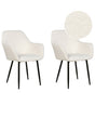 Set of 2 Dining Chairs White Boucle Upholstery with Armrests Black Metal Legs Modern Design Beliani