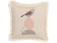 Decorative Cushion Beige Bird Motif 60 x 60 cm Scatter Toss Pillow Print Minimalist Modern Decor Accessories Beliani