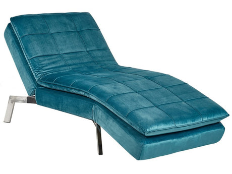 Chaise Lounge Teal Velvet Tufted Adjustable Back and Legs Modern Glam Beliani