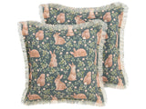 Set of 2 Scatter Cushions Green Cotton Polyester 45 x 45 cm Animal Prints Square with Insert Easter Decorations Throw Pillows Beliani