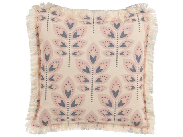 Decorative Cushion Beige Leaf Motif 60 x 60 cm Scatter Toss Pillow Print Minimalist Modern Decor Accessories Beliani